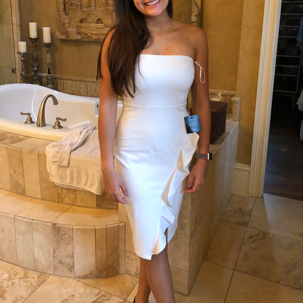 Lulu's White Ruffle Midi Dress Size Small